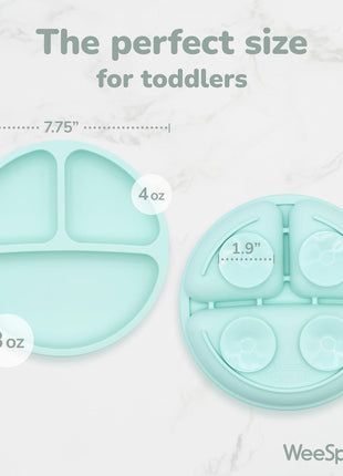 WeeSprout Suction Plates with Lids for Babies & Toddlers - 100% Silicone, Dinnerware Stays Put, Divided Design for Picky Eaters, Microwave & Dishwasher Friendly, 3 Pack