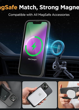 Miracase Magnetic for iPhone 14 Case 6.1 inch (Compatible with MagSafe)(with 2X Screen Protectors) Military-Grade Protection, Anti-Fingerprint Translucent Matte Phone Case Cover, Black