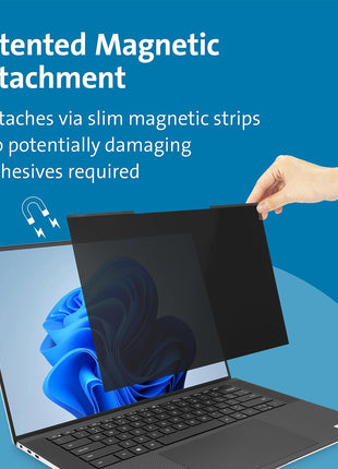 Kensington MagProTM Magnetic Laptop Privacy Screen 13.3 inch, Removable 16:10 Laptop Privacy Filter, Anti-Glare, Blue Ray Reduction, Compatible with HP/Dell/Acer/Asus/Samsung/Lenovo (K55253WW)