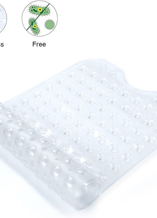 YINENN Bath and Shower Safety Mats 40x16 inch, Non Slip with Suction Cups for Bathroom Stall and Tub Floor, Extra Large and Machine Washable, Drain Holes Keep Bathtub Clean, Clear
