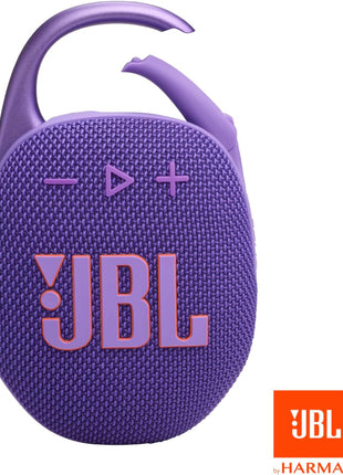 JBL Clip 5 - Ultra-Portable, Waterproof & Dustproof Bluetooth Speaker, Big Pro Sound with Punchy bass, Integrated Carabiner, Up to 12 Hours of Play, Made in Part with Recycled Materials (Purple)