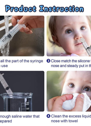 Nasal Syringe for Baby - 4PCS - Safe Silicon Baby Nasal Aspirator Qucik Syringe Nose Cleaner Rinsing Tool for Baby/Infant/Kid