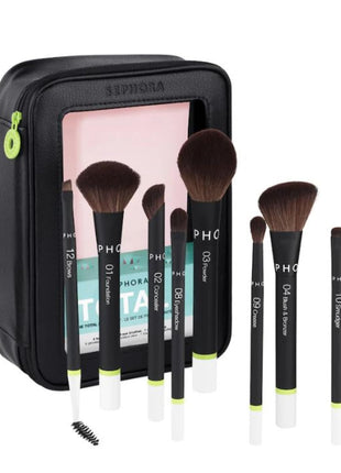 Sephora Favorites Total Set The Total Brush Set - 4 Face Brushes - 4 Eye Brushes - 1 Makeup Bag