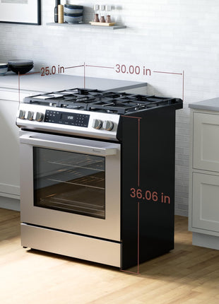 Rangaire RRG303GS 30" Glass Touch Gas Range Oven - Stainless Steel, Sealed Burners, True Convection, Self Cleaning, Easy Reach Racks