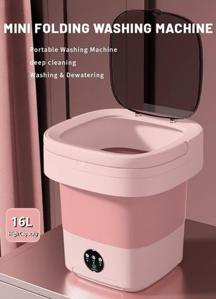 Portable Washing Machine, Mini Washer,16L Upgraded Large Capacity Foldable Washer.Deep Cleaning of Underwear, Baby Clothes and Other Small Clothes.Suitable for Apartments, Dormitories, Hotels.(Pink)