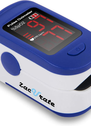 Zacurate 500BL Fingertip Pulse Oximeter Blood Oxygen Saturation Monitor with Batteries Included (Navy Blue)