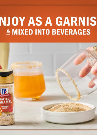 McCormick Finishing Sugar, Salted Caramel, Rich, Creamy Caramel with A Touch of Salt, Add to Warm Beverages, Sprinkle on Treats & Snacks, No Colors from Artificial Sources, 3.81 oz