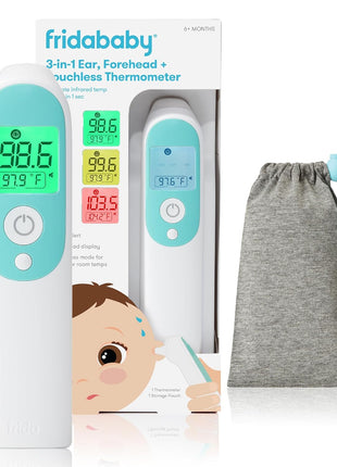 Frida Baby Thermometer, 3-in-1 Infrared Thermometer for Ear, Forehead & Touchless, Fever Thermometer for Baby, Infants, Toddlers, Kids & Adults