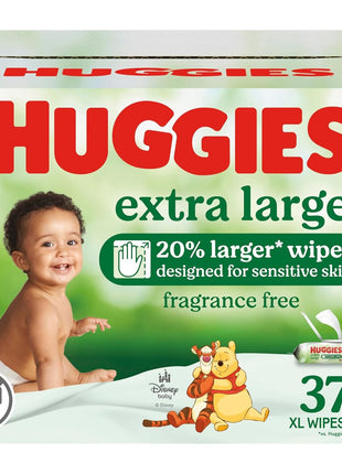 Huggies Extra Large Baby Wipes, Unscented, 9 Flip-Top Packs, 378 XL Wipes Total, Packaging May Vary