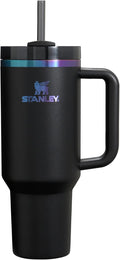 STANLEY Quencher H2.0 Tumbler with Handle and Straw 40 oz | Flowstate 3 Position Lid | Cup Holder Compatible for Travel | Insulated Stainless Steel Cup | BPA Free | Black Chroma