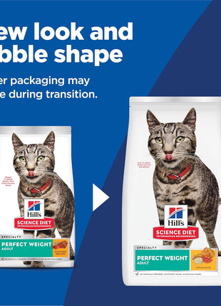 Hill's Science Diet Perfect Weight, Adult 1-6, Weight Management Support, Dry Cat Food, Chicken Recipe, 7 lb Bag