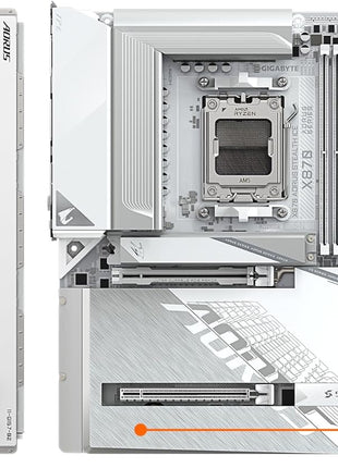 GIGABYTE X870 AORUS Stealth ICE Reverse-Connect ATX Motherboard, Support AMD Socket AM5 Processors, DDR5, 16+2+2 Power Phase, 4X M.2, PCIe 5.0, USB4, WIFI7, 5GbE, PCIe EZ-Latch Plus, 5 Year Warranty
