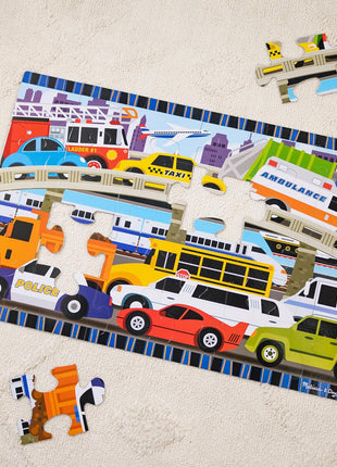 Melissa & Doug Traffic Jam Jumbo Floor Puzzle (24 Pieces, 2 x 3 Feet), Vehicle-Themed Jigsaw Puzzle for Preschoolers and Kids Ages 3+ - FSC Certified