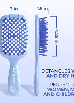 FHI Heat UNbrush Detangling Brush for Pain-Free Brushing on All Wet or Dry Hair Types — Durable DuoFlex Anti-Static Bristles, Lightweight Handle, Vented Hair Brush, Periwinkle Light Blue