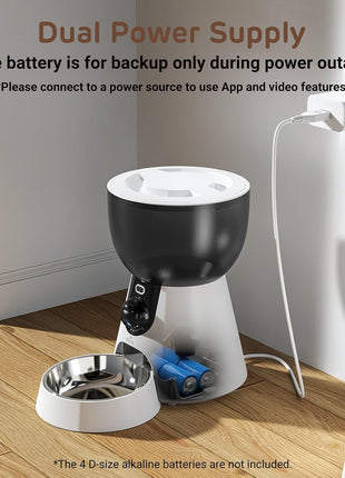 iPettie F4-C Smart Automatic Pet Feeder with 160° Wide-Angle Camera, 5G WiFi Connectivity, 2K HD, Motion & Sound Detection, 2-Way Voice Interaction, Night Vision, Stainless Steel Food Dispenser