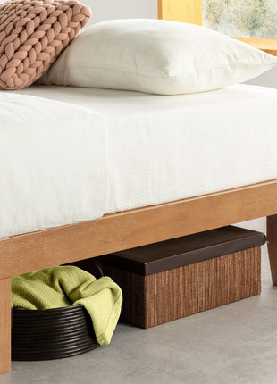 Mellow Naturalista Classic   12 Inch Solid Wood Platform Bed with Wooden Slats, No Box Spring Needed, Easy Assembly, Queen, Pine