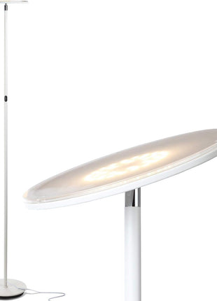 Brightech Sky LED Floor lamp, Torchiere Super Bright Floor Lamp for Living Room Decor & Office - Dimmable, Tall Standing Lamp with Warm Light for Bedroom & Reading - White