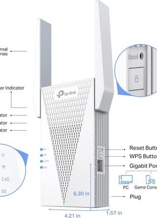 TP-Link AX3000 WiFi 6 Range Extender | PCMag Editor's Choice | Dual-Band Wireless Repeater w/Ethernet Port | Up to 2400 Sq. Ft., 64 Devices | Internet Signal Booster | APP Setup | EasyMesh (RE715X)