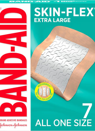 BAND-AID Brand Skin-Flex Adhesive Bandages for First Aid and Wound Care of Minor Cuts and Scrapes & Burns, Flexible Sterile Bandages for Fingers & Knees, Extra Large, All One Size, 7 ct