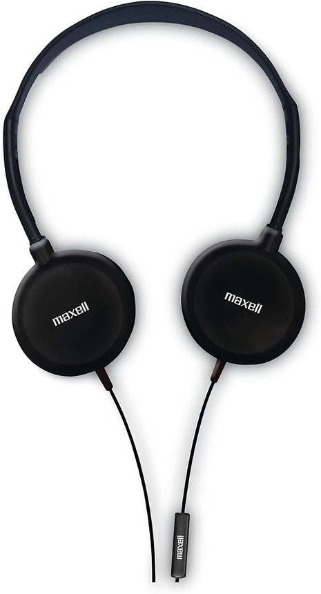 Maxell HP200 Headphone with Microphone, 6 ft Cord, Black