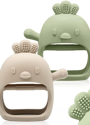 ChooKaChoo 2 Pack Baby Teething Toy Silicone Teething Mitten for Babies Over 3 Months Anti Dropping Wrist Hand Teethers Baby Chew Toys for Sucking Needs, BPA Free