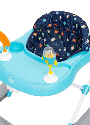 Smart Steps Trend Activity Walker and Entertainer with Removeable Toys, Large Tray, Cup Holder, Adjustable Height and Flat Fold Frame for Storage, Ages 6 Months +, Space Walk Navy