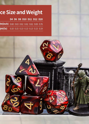 CiaraQ Polyhedral Dice Set - DND Role Playing Dice | Acrylic RPG Dice for Dungeons and Dragons MTG Table Games, Multi-color, 35pcs