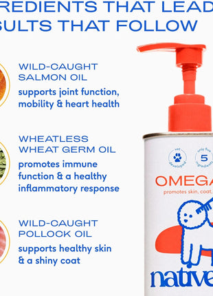 Native Pet Pack Leaders Bundle - Daily Dog Multivitamin (7 oz.) & Omega Oil for Dogs (8 oz.) - Omega 3 Fish Oil for Healthy Skin, Shiny Coat, & Strong Joints & Daily Multivitamin for Pups