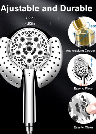 Shower Head with Handheld High Pressure: INAVAMZ Hand Held Shower Head & Rain Shower Head 2-IN-1 Shower Head with 59 inch Rotatable Stainless Steel Hose, Shower Trim Systems