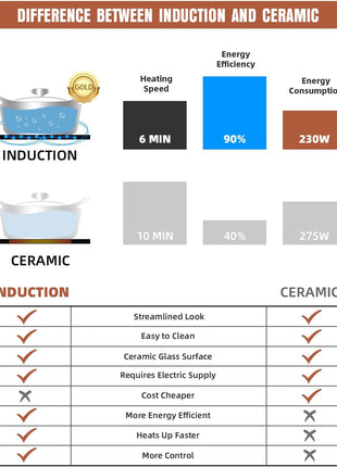 Empava IDC12B2 Horizontal Electric Stove Induction Cooktop with 2 Burners in Black Vitro Ceramic Smooth Surface Glass 120V, 12 Inch