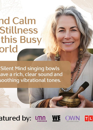 Handmade Tibetan Etched Singing Bowl Set? Sound Bowl & Meditation Bowl with Cushion, Mallet & Guide? Yoga Kit? Stress Relief Tools? Ancient Himalayan Meditation Tools