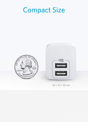 Anker 2-Pack Dual Port 12W USB A Charger Block with Foldable Plug, Charging Box Brick, Cube for iPhone 16 15 14 13 12 Pro Max, Galaxy S22 S21 Note 20