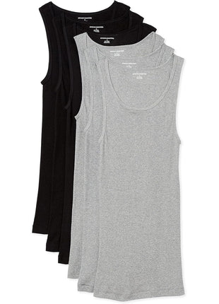 Amazon Essentials Men's Lightweight Breathable Cotton Slim Fit Tank Undershirts, Pack of 6