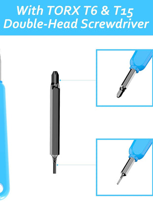 RingDoorbell Screws Replacement, Blue Double-Ended T6 T15 Screwdriver with 20Pcs/5Set Doorbell Security Screws for Camera Video Doorbell Replacement Kits Compatible with All R/ing Doorbells