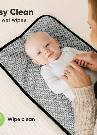 KeaBabies Portable Diaper Changing Pad, Easy Wipe Clean, 25x13 (Black Geo) | Foldable Waterproof Baby Changing Mat for Diaper Bag, Compact, Lightweight, Newborn, Infant, Baby Changer Travel Essential