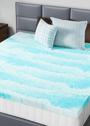 Memory Foam Mattress Topper Queen, 2 Inch Thick Gel Infused Bed Toppers for Queen Size Bed, Soft Mattress Pads for Sleeper Sofa, RV, Camper, CertiPUR US Certified, Blue