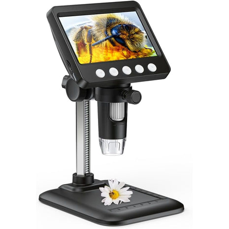 4.3" Digital Microscope for Adults, SKYEAR Coin Microscope 1000X Magnification with 8 Ajustable LED Fill Lights, USB Microscope for Windows/MacOS, Coin Collection Supplies-Black