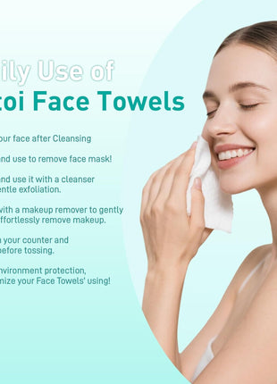 Face Towels, 10 inch×12 inch Disposable Face Towel, Face Towelettes XL, Ultra Soft Makeup Remover Dry Wipes, Thick Face Towel for Sensitive Skin, 50 Count (1 Pack)