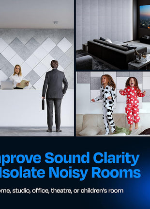 Acoustic Panels 12-Pack Soundproof Wall Panels 12"X12"X0.4" Sound Panels High Density Sound Dampening Panels - [White Square]