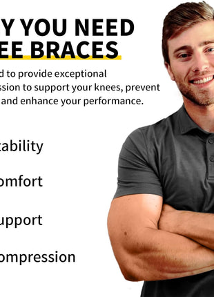 CAMBIVO 2 Pack Knee Braces for Women & Men, Knee Compression Sleeves for Knee Pain Relief, Knee Support with Non-Slip Silicone, Breathable, for Running, Workout, Weightlifting & Daily Use, Arthritis Support (Black, Medium)