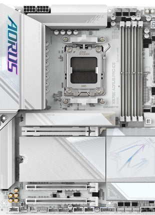 GIGABYTE X870E AORUS PRO ICE AMD AM5 LGA 1718 Motherboard, ATX, DDR5, 4X M.2, PCIe 5.0, USB4, WIFI7, 2.5GbE LAN, EZ-Latch, 5-Year Warranty
