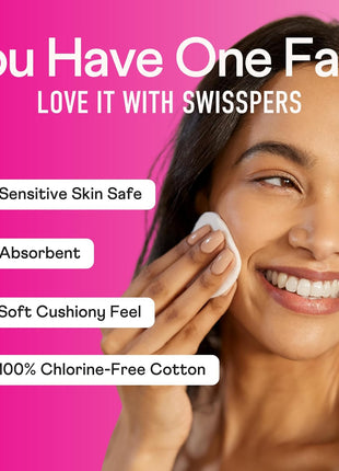 Swisspers Premium Cotton Rounds, Dual-Sided, 100 Count (Pack of 3) | Hypoallergenic, Textured Side, Lint-Free Side, Dermatologist-Tested, Chlorine-Free, 300 Total