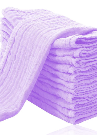 Cute Castle 12 Pack Muslin Burp Cloths for Baby - Ultra-Soft 100% Cotton Baby Washcloths - Large 20'' by 10'' Super Absorbent Milk Spit Up Rags - Burpy Cloths for Unisex, Boy, Girl - White
