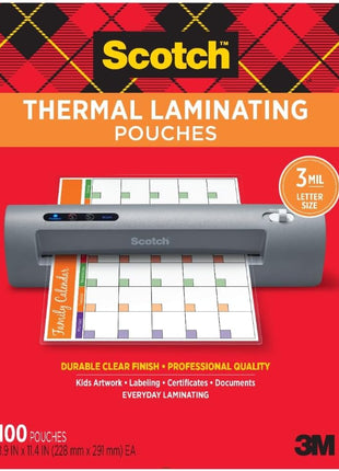 Scotch Thermal Laminating Pouches, for Use with Thermal Laminators, 8.9 x 11.4 Inches, Letter Size Sheets, 100-Pack