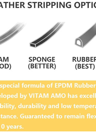 VITAM AMO Weather Stripping Seal Strip for Doors/Windows 18 Feet, Self-Adhesive Backing Seals Large Gap (from 5/16 inch to 15/32 inch), Easy Cut to Size