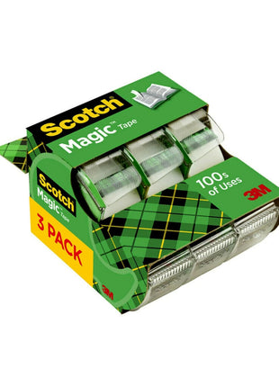 Scotch Magic Tape, 3 Dispensered Rolls, Numerous Applications, Invisible, Clear Tape Engineered for Repairing, 3/4 x 300 Inches