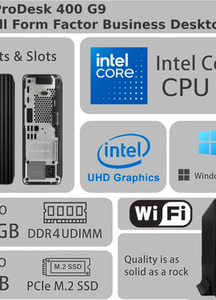 HP ProDesk 400 G9 SFF Business Desktop Computer, Intel CPU, 32GB RAM, 1TB PCle SSD, Dual 4K Display Support, USB-C, HDMl, RJ-45, Wi-Fi, Wired Keyboard & Mouse, Windows 11 Pro