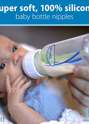 Dr. Brown's Natural Flow Level T Narrow Baby Bottle Nipple, Newborn Slow Flow, 0m+, 100% Silicone, 6-Pack