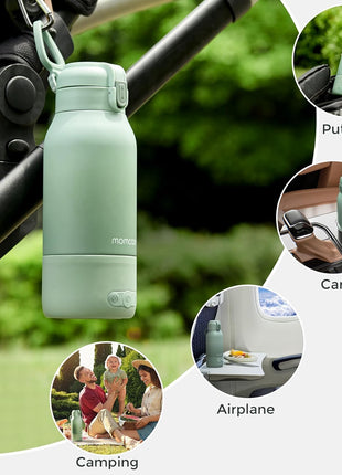 Momcozy Portable Bottle Warmer for Travel – Dual Heating Modes for Breast Milk & Water, Portable Milk Warmer with Fast Heating & Long Battery Life, 17 Ounces Large Capacity to Meet Your All-Day Needs