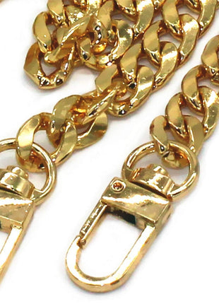 Model Worker 47 inch DIY Iron Flat Chain Strap Handbag Chains Accessories Purse Straps Shoulder Cross Body Replacement Straps, with Metal Buckles (Gold)